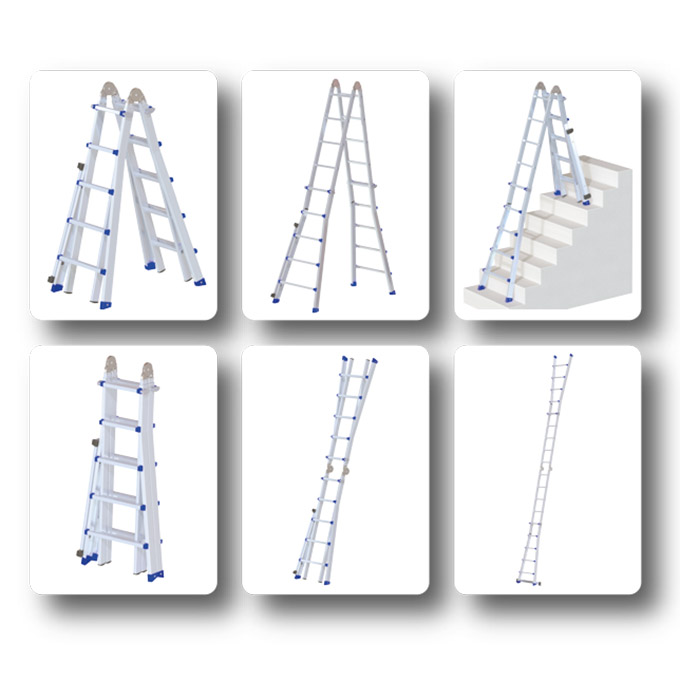 Teleskopleiter aus Aluminium, 4 x 4 Sprossen, 4.20 m