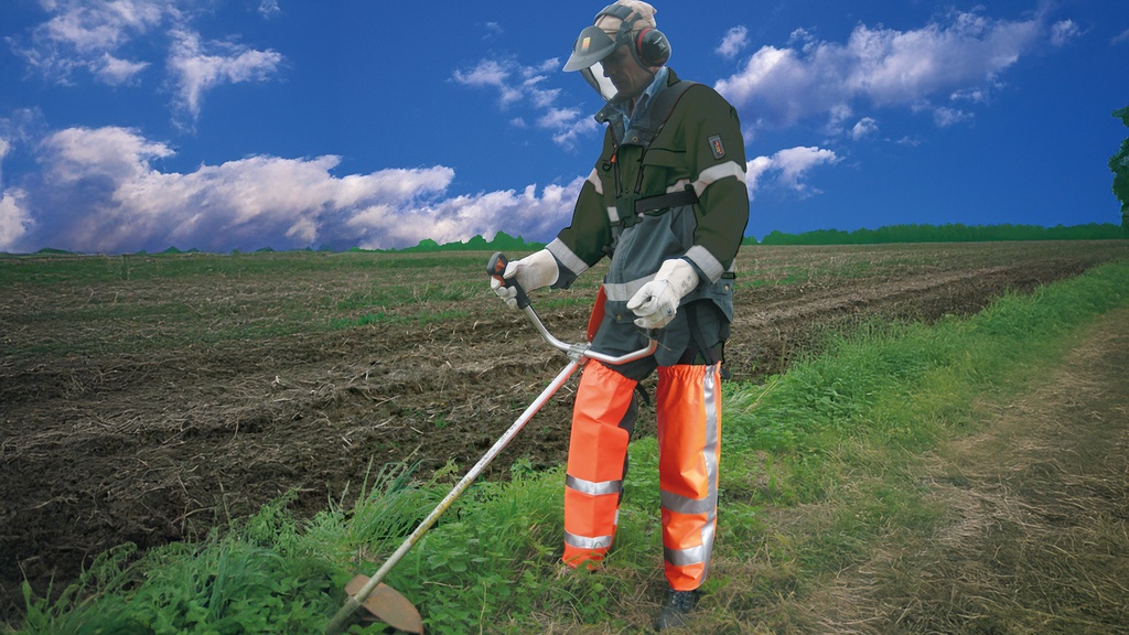 281.190_Beinlinge in oranger Warnfarbe mit Leuchtstreifen