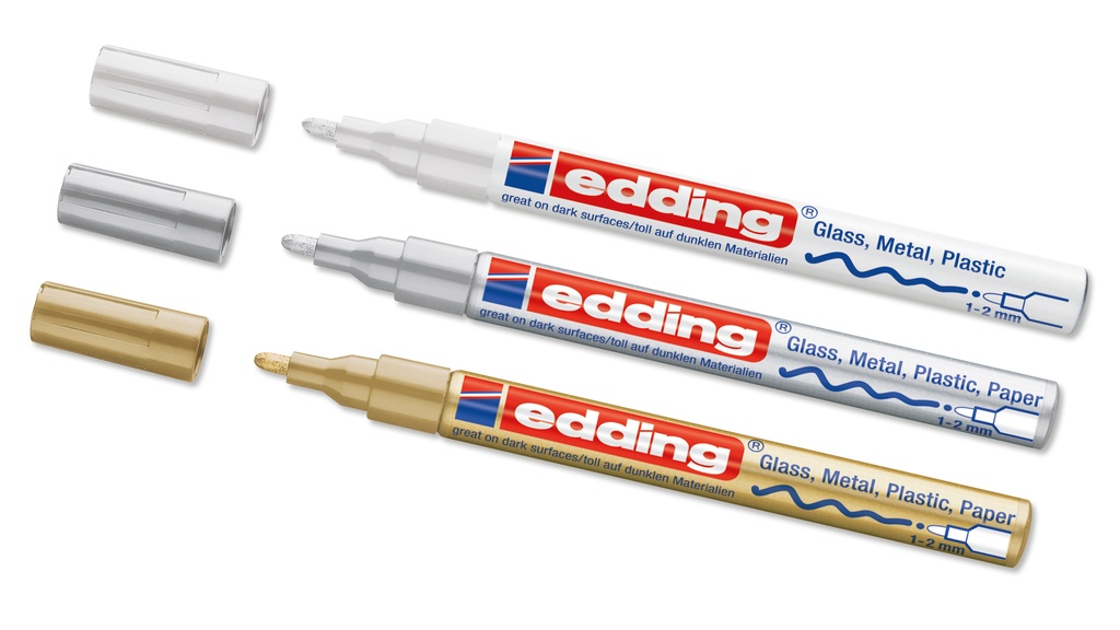 Lackmarker «EDDING 751», silber, Strichstärke ca. 1-2 mm