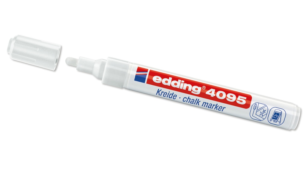 Marqueur craie «EDDING 4095», blanc, largeur du trait env. 2-3 mm