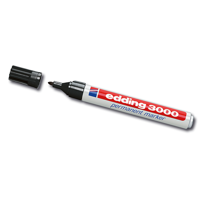 Permanentmarker «EDDING 3000», schwarz, Strichstärke ca. 1.5-3 mm
