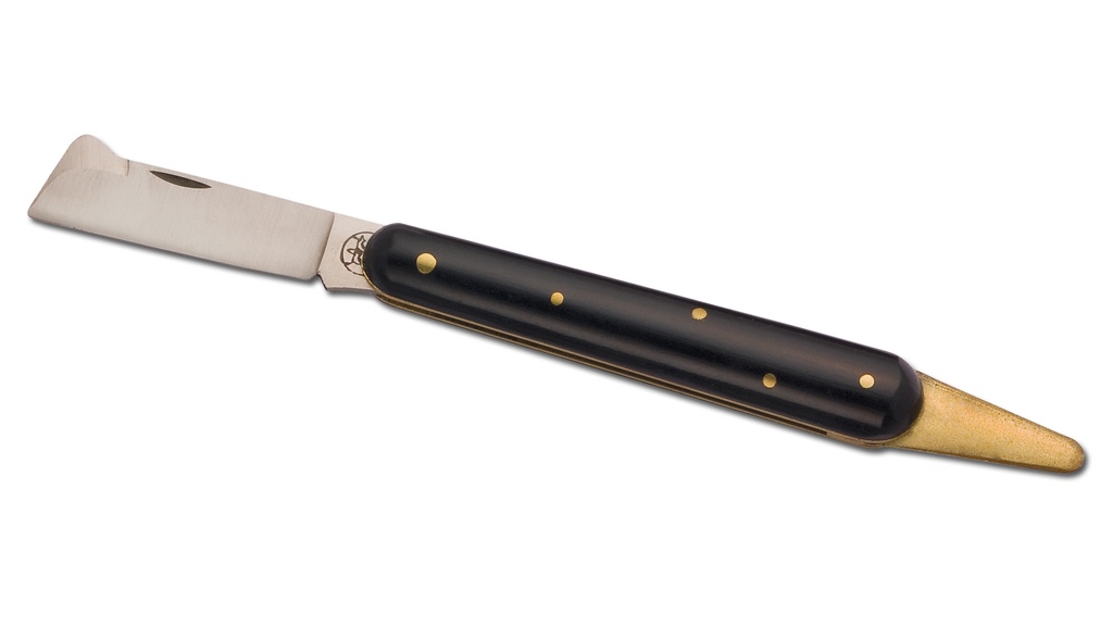 Okuliermesser schwarz, mit festem Messinglöser, 10.5 cm lang