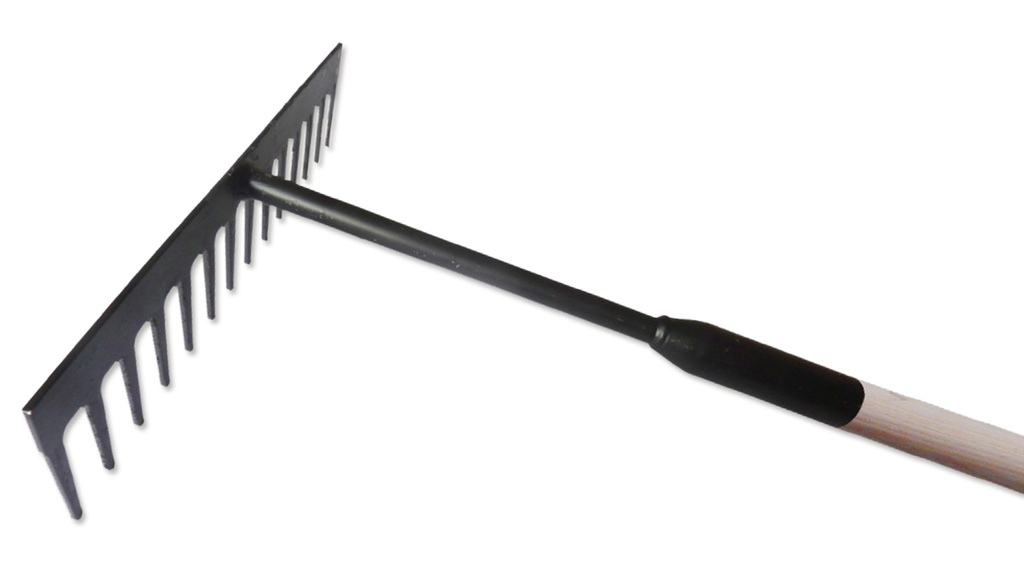 Râteau à goudron, 16 dents droites, largeur 44 cm, manche 170 cm