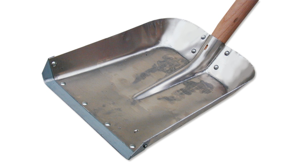 Randschaufel aus Aluminium mit Stahlkante, mit Stiel, Blatt 29 x 34 cm