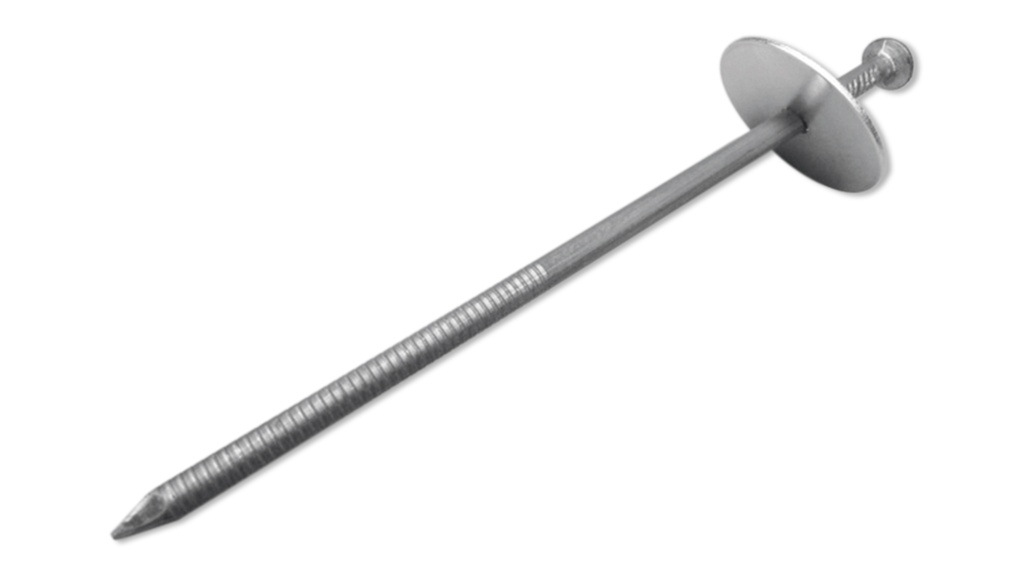 Befestigungsnagel für Bändchengewebe mit Metallplatte