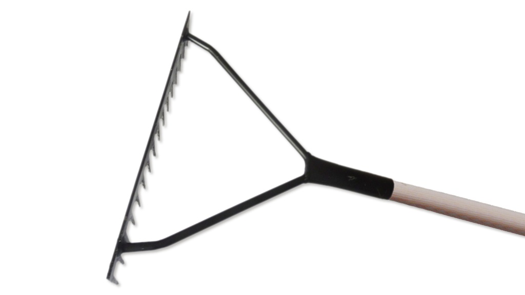 Râteau à goudron avec barre en V, 16 dents droites, largeur 44 cm, manche 170 cm