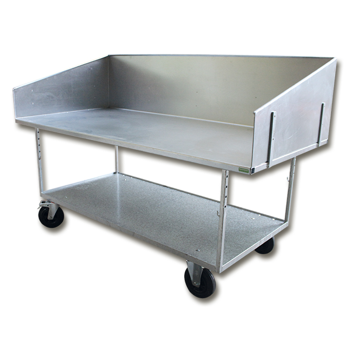 Table de travail, plateau 95 x 200 cm en acier galvanisé