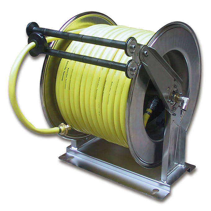 Automatischer Schlauchaufroller, fertig montiert mit 40 m 3/4&quot; PVC-Gewebeschlauch