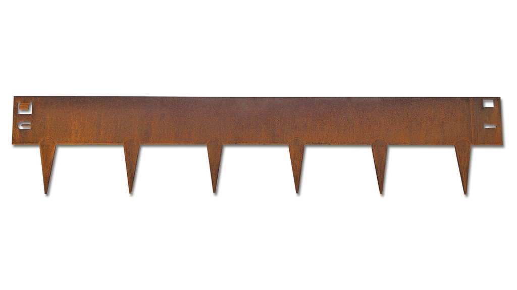 Randbegrenzung Stahl feste Zacken, rostig, 1.6 mm x 10 cm, 100 cm lang