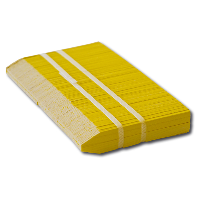 Spaltetiketten aus Holz gelb, 100 x 10 mm, Bund à 100 Stück