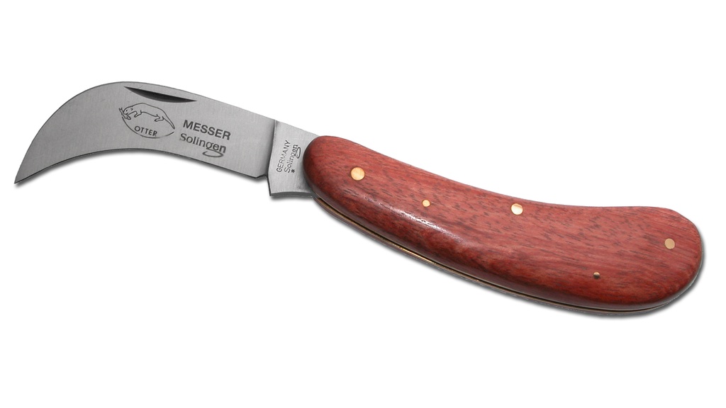 Greffoir manche en bois, lame arquée, longueur 11 cm