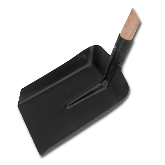 Pelle à rebord en acier noir avec manche, grandeur 28 x 34 cm