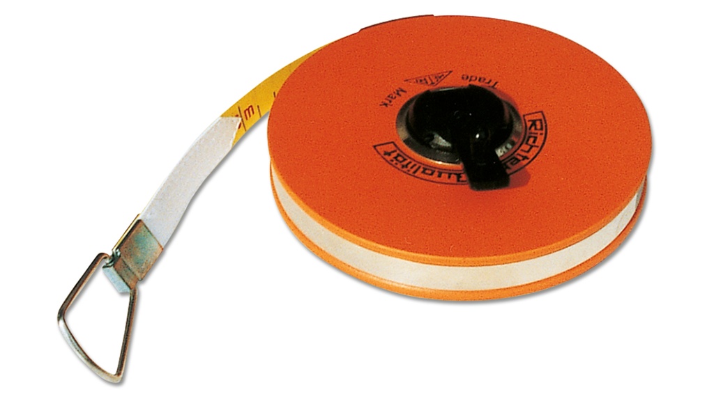 Glasfaser-Bandmass RICHTER in Stahlkapsel, beidseitige cm-Teilung, 30 m lang