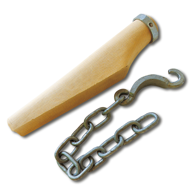 Mettre-poteau en bois avec chaîne zinguée