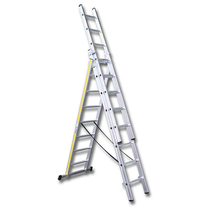 Aluleiter HB TREND, 3 x 12 Sprossen, 8.59 m