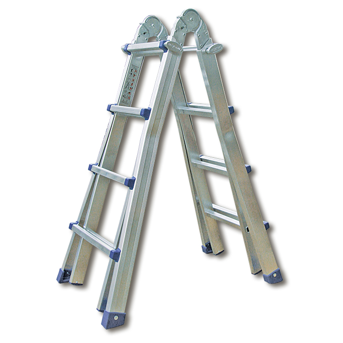 Échelle télescopique en aluminium, échelons 4 x 4, 4.20 m