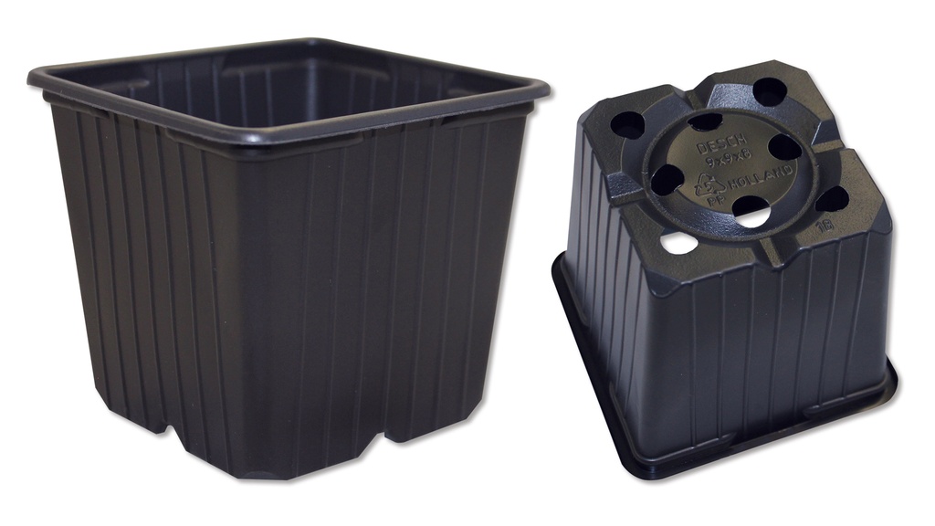 Vierecktopf DESCH Range 5° schwarz 9 x 9 x 8 cm, 1216 Stück