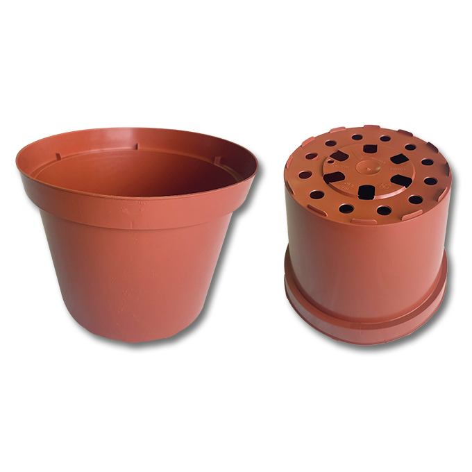 Pots en plastique rouge brique 16 cm Ø, carton de 390 pièces