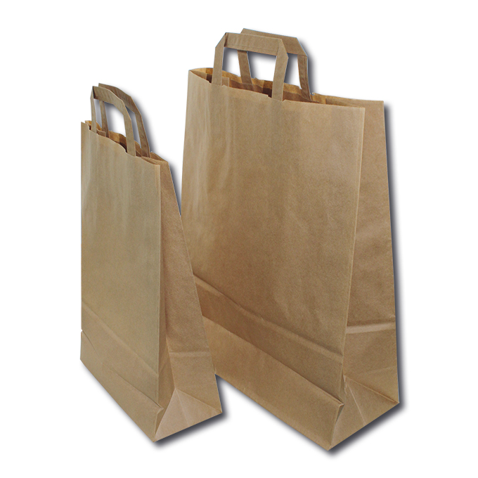 Papiertragetaschen Kraftpapier braun/naturfarben, 32/12 x 41 cm, 50 Stück