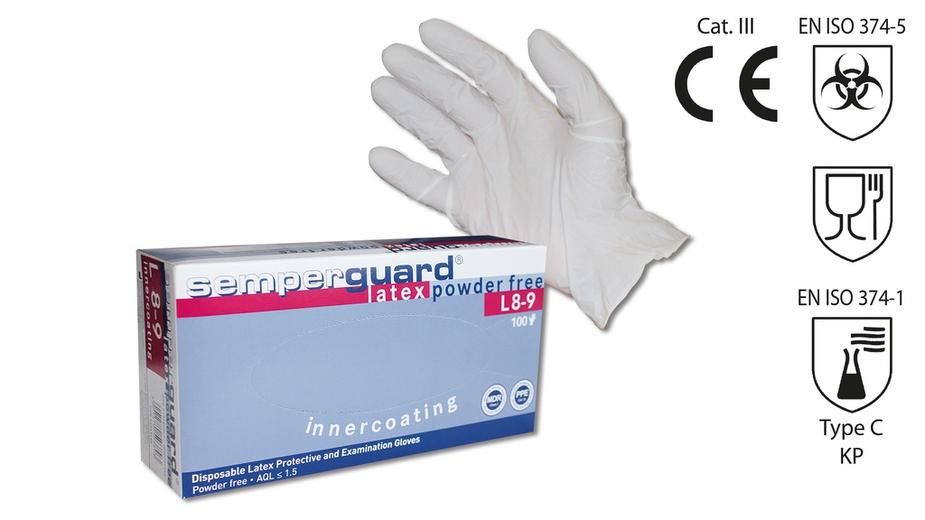 Einweghandschuhe SEMPERIT SEMPERGUARD LATEX PF, Grösse XL/9-10