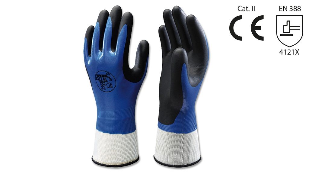 Gants de protection SHOWA bleu/noir, taille 9/XL