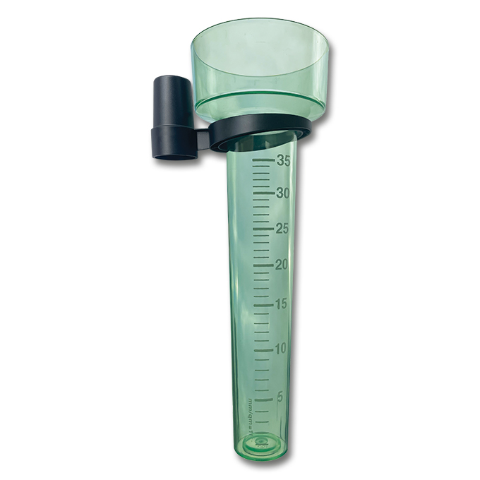 Pluviomètre en matière synthétique, hauteur 28 cm, ø 8.5 cm