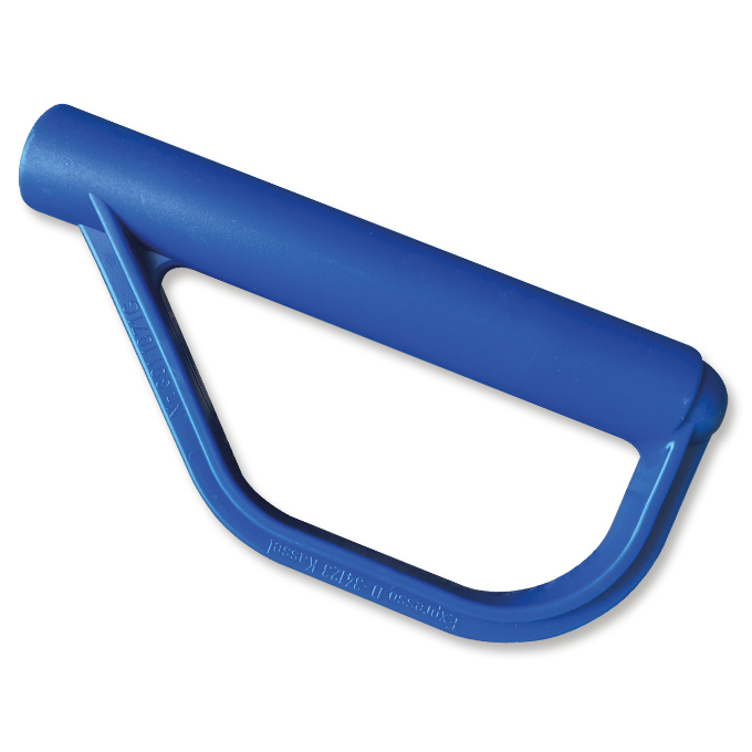Handgriff zu Harrassenkarren, aus blauem Kunststoff