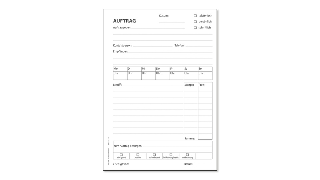 Floristen-Auftragsblock A5