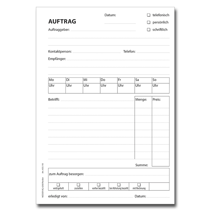Floristen-Auftragsblock A5