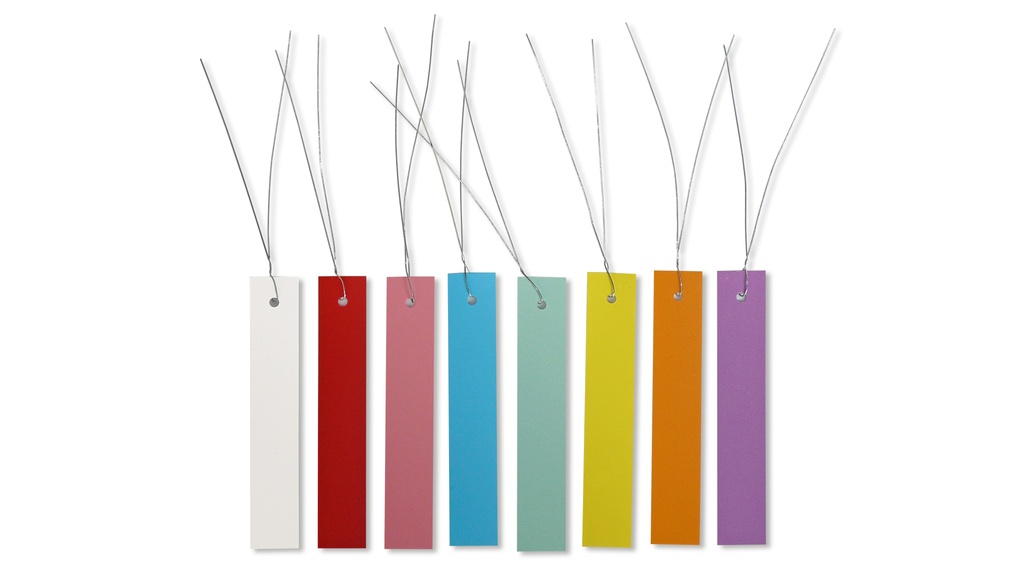 Drahthängeetiketten blau 100 x 18 mm, Beutel à 250 Stück