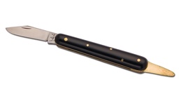 [200.444] Couteau greffoir noir, avec lame fixe en laiton, longueur 10.5 cm