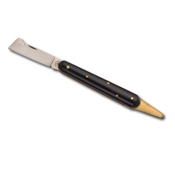 [200.467] Couteau greffoir noir, avec lame fixe en laiton, longueur 10.5 cm