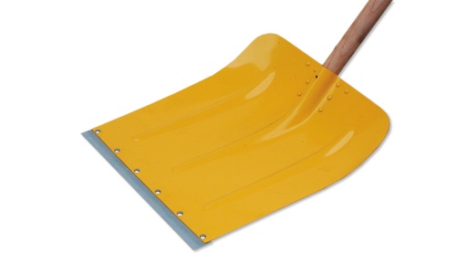 Schneeschaufel gelb aus Leichtmetall mit Stiel, 39 cm breit