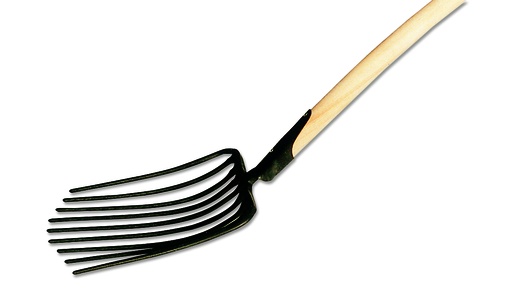 Schottergabel, 9 vorne abgeflachte Zinken, 35 cm lang