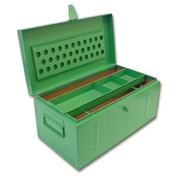 [241.260] Werkzeugkiste für Gartenbauer aus Stahlblech grün