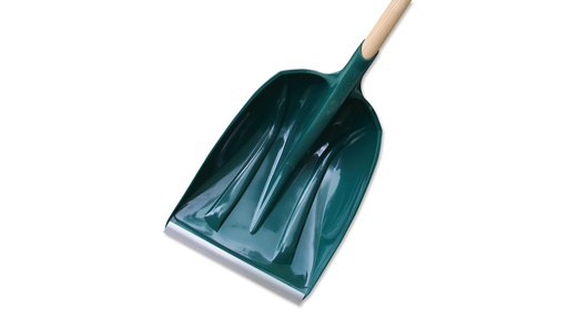 Schneeschaufel grün aus Kunststoff mit Stiel, 36 cm breit